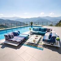 Canapé modulaire de luxe Momoda pour extérieur, résistant aux UV, en tissu à motifs, pour piscine, jardin, terrasse, style Mahjong