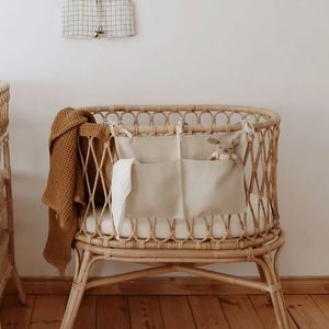Bolsa colgante de almacenamiento de algodón y lino para asiento de cochecito, bolsa colgante multiusos para cabecera de cama - Product Image 2