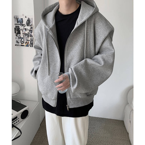 Nuovi Arrivi: <span class=keywords><strong>Felpa</strong></span> <span class=keywords><strong>con</strong></span> Cappuccio Oversize da Uomo <span class=keywords><strong>con</strong></span> Doppio Strato Imbottito, Logo Personalizzabile, Doppia <span class=keywords><strong>Zip</strong></span>, Colore Grigio - Product Image 2