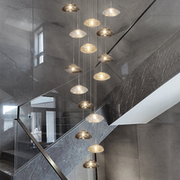 Lustre Moderne de Luxe pour Plafond Haut, Hôtel, Maison, Escalier, Lustres et Suspensions Longues en Cristal pour Plafond