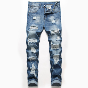 <span class=keywords><strong>Jeans</strong></span> déchirés et usés de haute qualité pour hommes – Coupe slim décontractée, denim délavé et vintage - Product Image 1