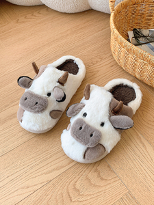 Phim Hoạt Hình In Động Vật Bò Thời Trang Lông Fluffy Sang Trọng Trong Nhà Nhà Phụ Nữ Giày <span class=keywords><strong>Slide</strong></span> Dép Đi Trong Nhà Cho Phụ Nữ - Product Image 5