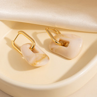 Boucles d'oreilles pendantes géométriques carrées transfrontalières plaquées or hypoallergéniques haut de gamme avec pierres vertes TGES7406