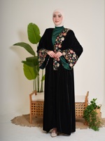 Abaya noire brodée de fleurs, vêtements islamiques modestes pour femmes, robe musulmane de Dubaï, nouvelle robe Abaya turque