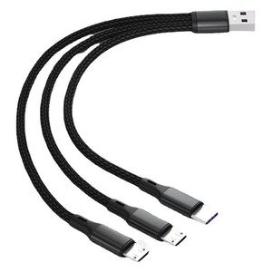 One-to-three independent splitter braided data cable, 6A super fast <b>charging</b> Type-<b>C</b> 3-in-1 <b>charging</b> cable - Product Image 1