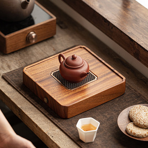 Walnut wood square <b>tea</b> tray, modern household Kung Fu <b>tea</b> <b>set</b>, drainable teapot tray, simple <b>tea</b> table. - Product Image 4