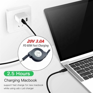 Logotipo personalizado 3,3 pies tipo <span class=keywords><strong>C</strong></span> 3A 60W retráctil <span class=keywords><strong>USB</strong></span> <span class=keywords><strong>C</strong></span> Cable Pd Cable de datos de carga rápida para impresora hecho de cobre puro - Product Image 4