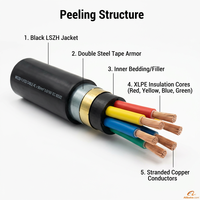 Cable de Alimentación Cu/XLPE/SWA/LSZH, Cable de Alimentación de Cobre Armado con Alambre de Acero Retardante de Llama para Infraestructura Pública