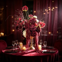 40CM Kleine Tischdekoration Realistische Burgunderrote Seiden-Kunstblumen-Girlande Hochzeitsblumenball Event-Party Tischdekoration