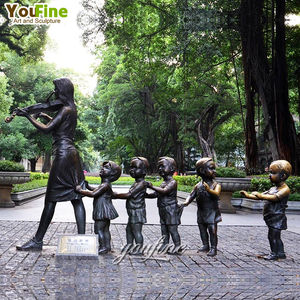 Escultura de estatua moderna para maestro y niños, escultura de bronce de tamaño real para decoración de calle al aire libre - Product Image 3