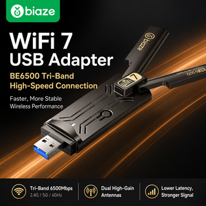 Adaptador <span class=keywords><strong>USB</strong></span> WiFi 7 Biaze BE6500, Tarjeta de Red Inalámbrica Tribanda, 6500Mbps, <span class=keywords><strong>USB</strong></span> 3.0, Dongle WiFi 2.4G 5G 6GHz para PC y Laptop - Product Image 1