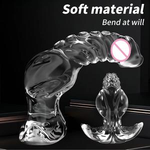 Plug anal transparent à texture cristalline, en silicone souple, réaliste, pour stimulation vaginale et anale, massage de la prostate, hommes et femmes - Product Image 6