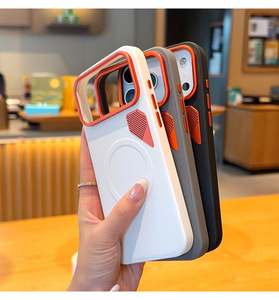 Custodia <span class=keywords><strong>di</strong></span> Lusso Magnetica in Pelle PU per iPhone 17 15 16 18 Pro Max con Rete Metallica Dissipazione Calore e Cover Posteriore Antiurto - Product Image 6