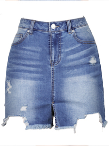 Custom High Quality Mid-Rise Vintage Light Washed Breathable Streetwear Raw Hem <b>Maxi</b> A-Line Denim <b>Skirt</b> for <b>Women</b> - Product Image 4