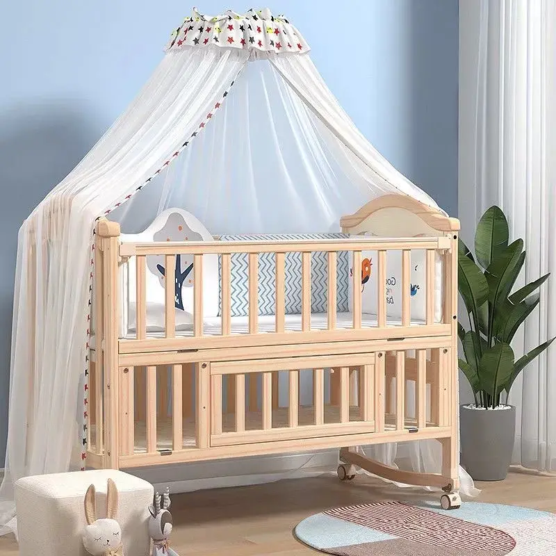 Venta al por mayor multifuncional de madera de pino Universal rueda extender mano Shaker juego de almacenamiento para niños sofá bebé cama plegable