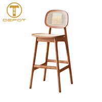 Chaise de restaurant en rotin tressé en bois massif, tabouret de bar, chaise haute de loisirs pour restaurant, vente en gros