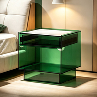 Table de chevet moderne en acrylique transparent avec tiroir de rangement pour chambre à coucher