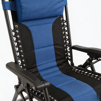 Chaise longue pliante de haute qualité en acier inoxydable, chaise longue inclinable à gravité zéro portable avec rembourrage surdimensionné