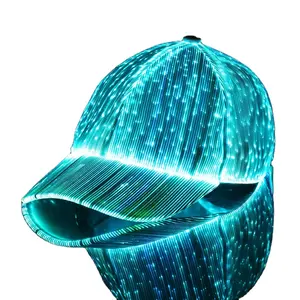 Nouvelle casquette fluorescente en fibre optique de lumière LED respirante casquette de baseball lumineuse de pare-soleil extérieur