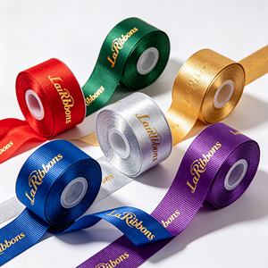 Wholesale Christmas Snowflake Gold Foil Custom Logo Polyester Grosgrain <b>Ribbon</b> <b>Red</b> Green Gold Xmas Gift Box Bouquet Wreath Holid - Product Image 3
