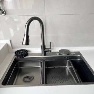 Multi functional stainless steel <b>scratch</b> resistant LED digital display spray waterfall faucet kitchen sink - Product Image 6