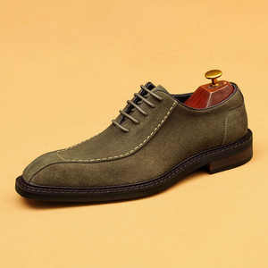 Chaussures habillées pour hommes en cuir véritable, style brogue, embossées, pour le travail, chaussures de mariage à bout carré, tendance 2025 - Product Image 5