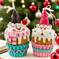 Handgemachte Cupcake Weihnachts dekor Glitter mit Schneemann und Santa hängenden Ornament für Weihnachts baum Kegel Weihnachts feier Dekoration