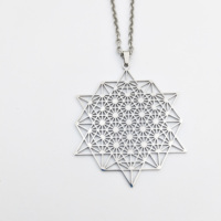 Colliers à grille en cristal à géométrie sacrée, bijoux à géométrie sacrée, en acier inoxydable, fabricants de bijoux, collier en or
