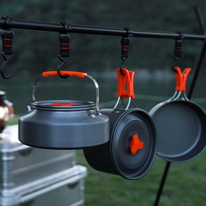 Outdoor Cookware Set Portable Aluminum Alloy <b>Kettle</b> Pot Pan <b>Camping</b> Kitchen Equipment 1.1L 1.6L Anodized Finish - Product Image 1