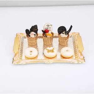 Plateau en fer arabe bicolore en dentelle Plateau de service en métal rectangulaire écologique pour une utilisation polyvalente - Product Image 5