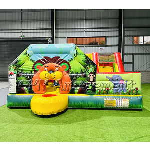 Nouveauté Grand lion Château Gonflable Combos <span class=keywords><strong>Lowen</strong></span> Hupfburg avec Toboggan - Product Image 3