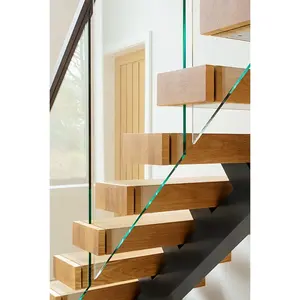 CBMmart innenbereich industriell schwimmende massivholz-treppen stufenbahnen-system für villa