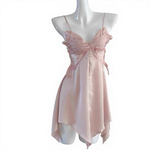 Conjunto de Pijama de Dos Piezas de Seda Helada con Tirantes y Cuello en V para Mujer, Transpirable, con Almohadillas en el Pecho y Espalda Descubierta, de Alta Gama, para Otoño/Invierno - Product Image 1