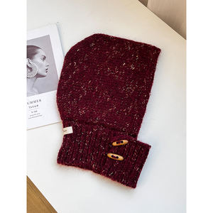 Gorro <span class=keywords><strong>de</strong></span> Invierno para Mujer <span class=keywords><strong>con</strong></span> Borde, Pasamontañas Tejido, Gorro Cálido <span class=keywords><strong>de</strong></span> Mezcla <span class=keywords><strong>de</strong></span> <span class=keywords><strong>Lana</strong></span>, Bufanda Integrada, <span class=keywords><strong>Orejeras</strong></span> para Clima Frío - Product Image 5