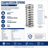 Ressort hélicoïdal de compression en acier inoxydable 90 lb, sur mesure, robuste, pour machines industrielles, fabrication OEM de précision, capacité de charge élevée