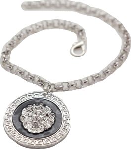 Pulsera de cadena para botas de mujer, estilo occidental, de metal plateado, con dije de medallón de león grande, SET BC - Product Image 5