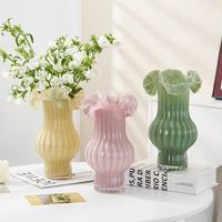 RYLAVA Bouche Soufflant Plissé Coloré Hydroponique Vase Chambre Maison Bureau Décoration Bud Vase