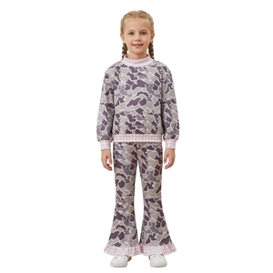 Ensemble 2 pièces décontracté pour fille : Sweat-shirt camouflage à col montant et pantalon évasé à volants – Collection Chasse RTS - Product Image 5