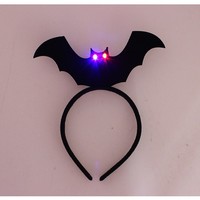 Serre-tête lumineux HLC Halloween en forme de chauve-souris, serre-tête noir lumineux en forme de chauve-souris, accessoire de costume effrayant pour fête ou spectacle sur scène