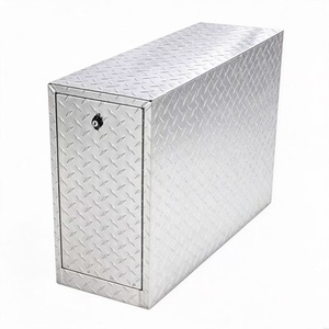 Boîte de rangement pour outils en aluminium rectangulaire 485x340x300mm verrouillable avec serrure à clé, finition polie, étanche, utilisation en garage - Product Image 1