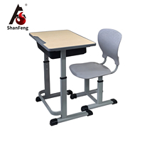 Ensemble bureau et chaise pour enfants réglables en hauteur, design ergonomique et gain de place, pour une utilisation en classe primaire et secondaire