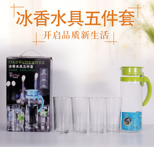 Ensemble de bouteilles d'eau pot <span class=keywords><strong>bleu</strong></span> marine pot de jus en verre de grande capacité de cinq pièces - Product Image 6