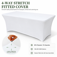 Housse de table rectangulaire extensible en spandex blanc de 8 pieds pour hôtel, banquet, buffet, événement