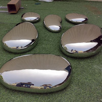 Miroir Paysage Pierre Extérieur Pelouse Rock Design Extérieur Jardin En Acier Inoxydable Galet Art Décoration Sculpture
