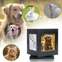 Urna Conmemorativa Cuadrada para Mascotas, Ecológica y Duradera, de Madera, con Base Giratoria para Fotos, para Perros y Gatos, Estilo Clásico, para Guardar Cenizas