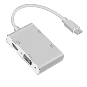 USB ประเภท C ถึง HDMl VGA DVI Mac HD จอภาพโปรเจคเตอร์ทีวี