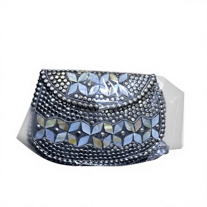 Metal Purses for Women <b>Pillow</b> Shape Square Pattern Pearl Beading Chain Embroidery <b>Shoulder</b>/Cross-Body Strap Flap Closure Evening - Product Image 1