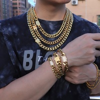 Bijoux Hip Hop en gros, collier chaîne en acier inoxydable plaqué or 14K 18K, chaîne cubaine en acier inoxydable pour hommes
