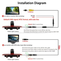 Caméra de recul étanche avec troisième feu stop, système de vision nocturne IP68, objectif 120 degrés, 12V pour Transit Connect Courier