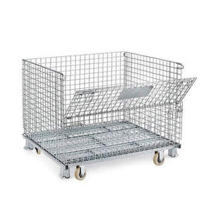 Mracking <span class=keywords><strong>Cage</strong></span> de stockage en treillis métallique galvanisé Conteneur en fil métallique pliable Cages industrielles en treillis métallique pour palettes - Product Image 2